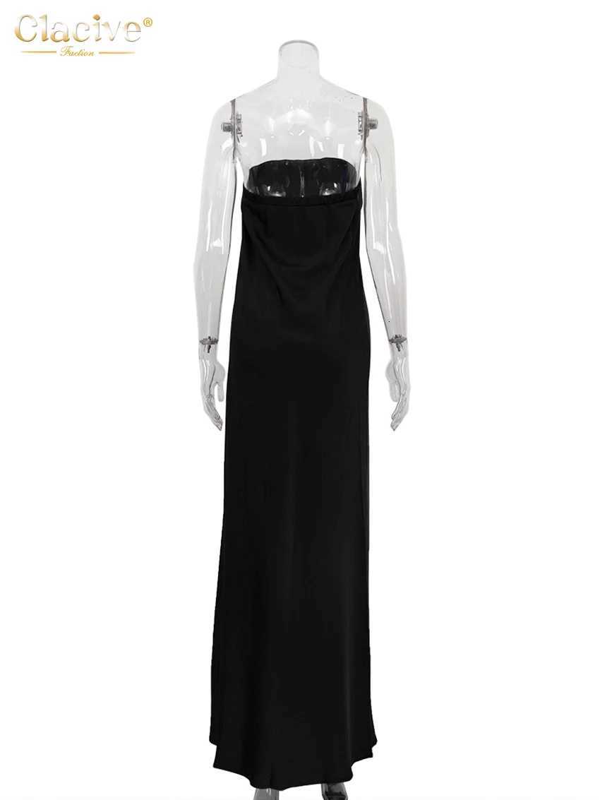 2025 Fashion Strapless Sleeveless Maxi Dresses Sexy Classic Solid Dress Fe Clothing Clacive Summer Loose Black Womens Dress XJ250814