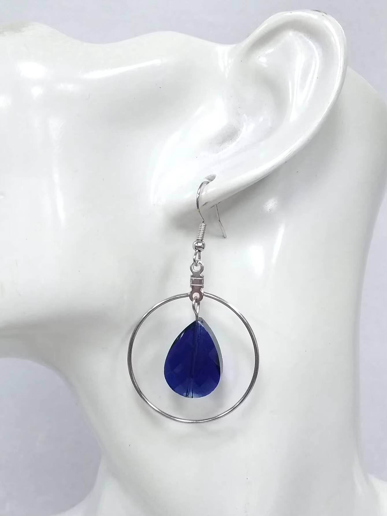 Round fashion Earrings, Female Personality Exaggerated, Water Drop Glass Earrings