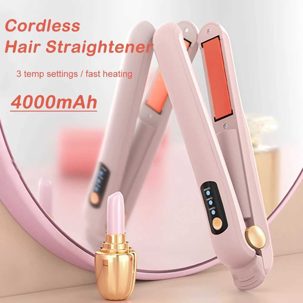 Tsordless Hair Straightener and Curler Portable Flat Iron Fast Heating Hair Straightener for Women with Temp Settings W250814
