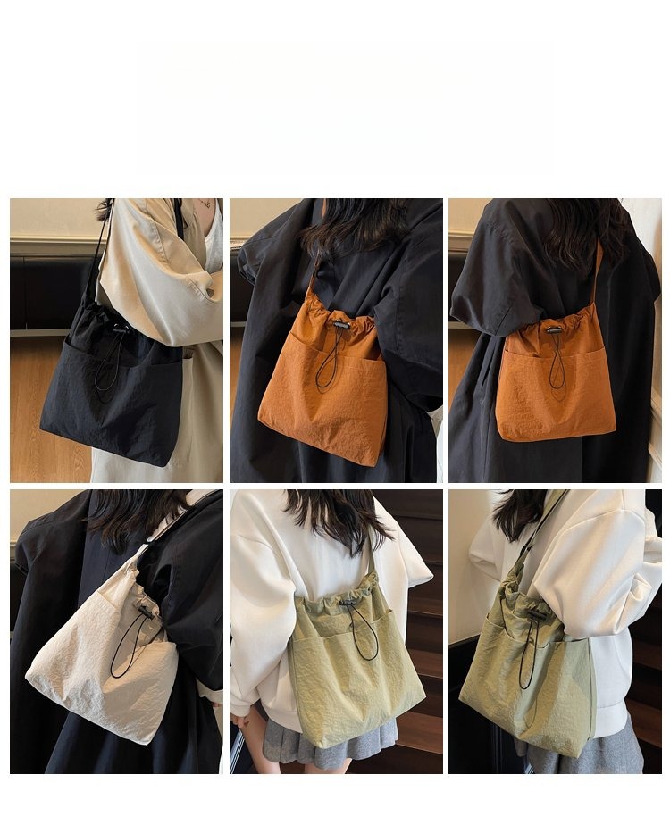 nylon cloth summer 2025 womens shoulder bag onesize tote bag drawstring