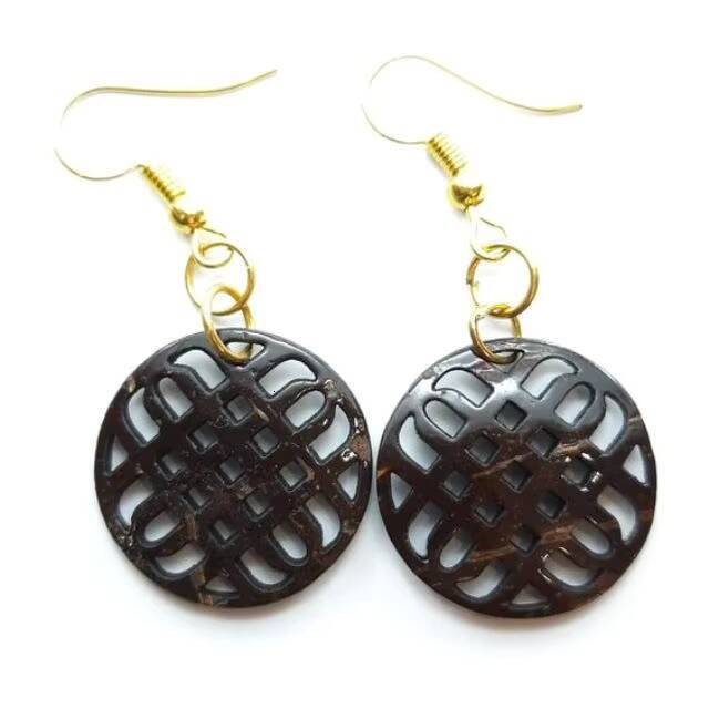 Environmental Natural Coconut Shell for Women Unique Design fashion Earrings Handmade by Vieam Merchants