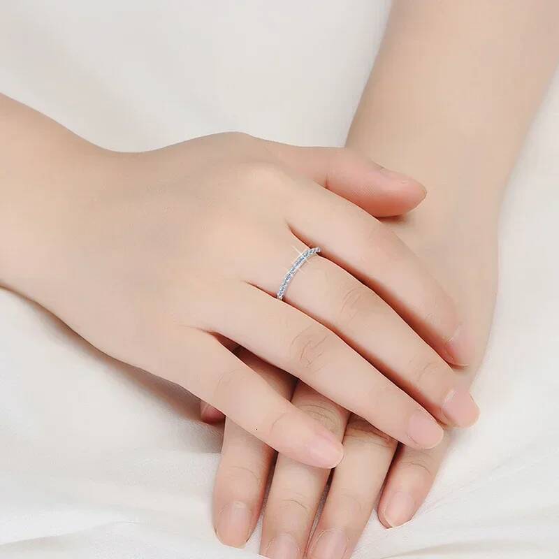 Real D Color Moissanite Finger Rings For Women Sparking 925 Sterling Silver 18K White Gold Plated Engagement Party Band Jewelry