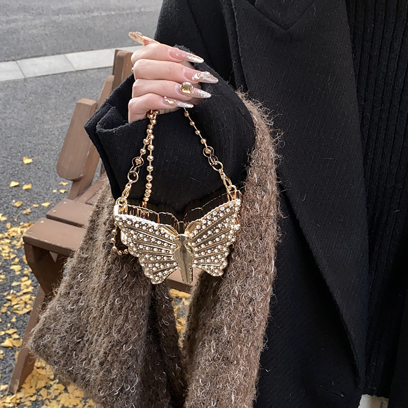Luxury Brand Designer Bag Crossbody Bag Korean Style Trendy Diamond-Encrusted Butterfly Box Bag Texture Mini Decorative Casual Commuter Bag For Women