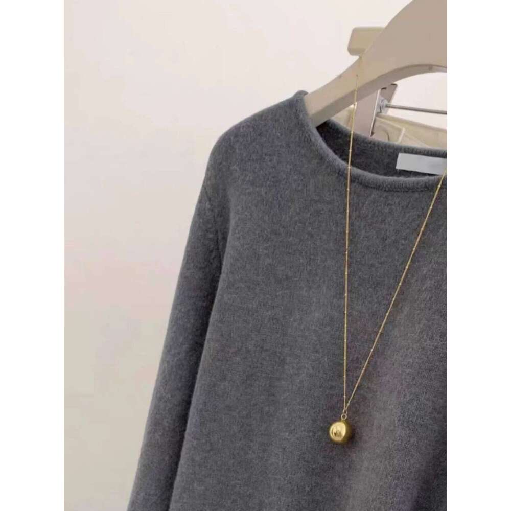High-End Soft Waxy 100 Pure Cashmere Women's Top Autumn And Winter Round Neck Loose Thick Sweater Base Shirt 20250809