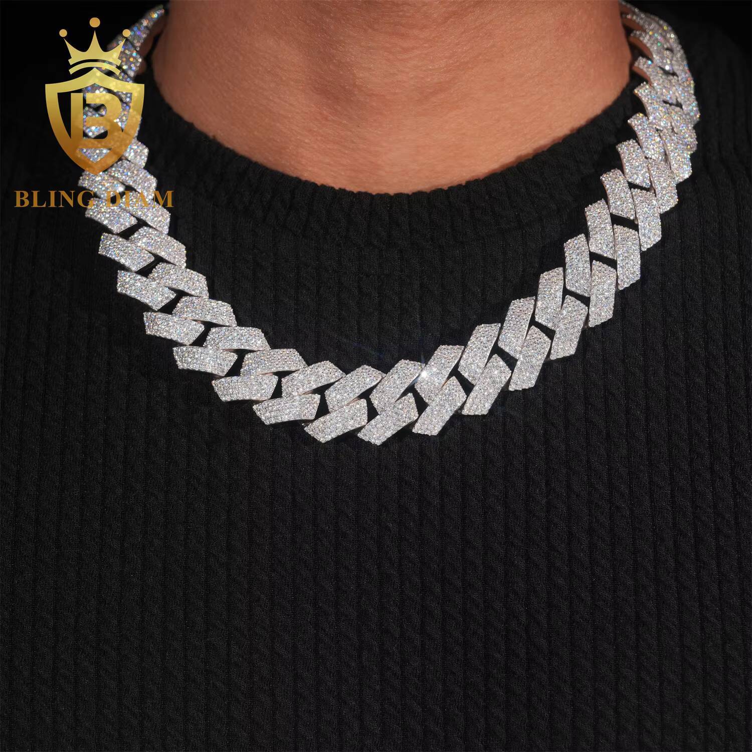 4Rows 20mm Hip Hop Moissanite Cuban Llink Chain 925 Silver Iced Out Cuban Chain Bracelet Pass Diamond Tester