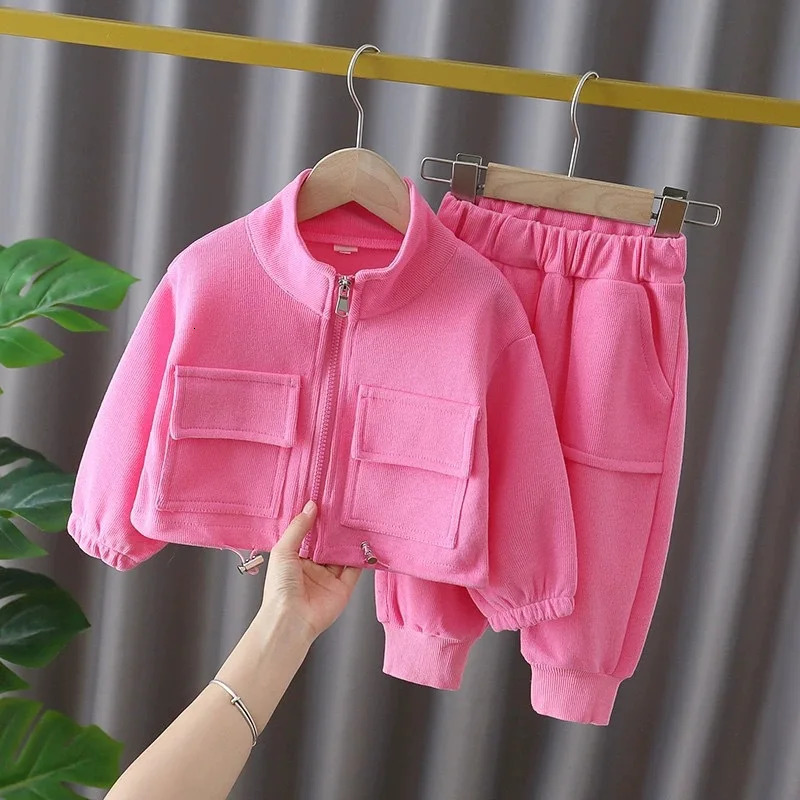 Childrens Spring Autumn Set Girls Fashion Korean version letter ZipperTwo Piece Infant Sports and Leisure Set 0-6Y 250813