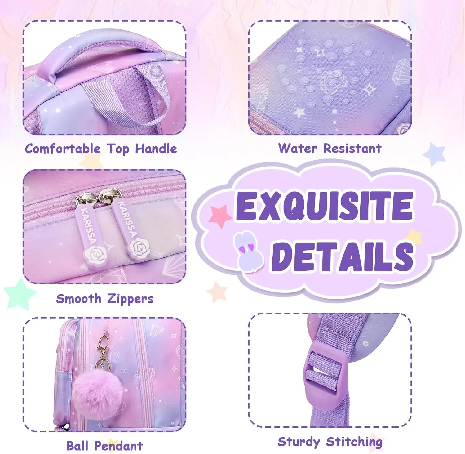 Kids Backpack for Girls - Middle School Elementary School - Kawaii Ita Backpack - Purple Toddler Backpack Kids Backpack 250813
