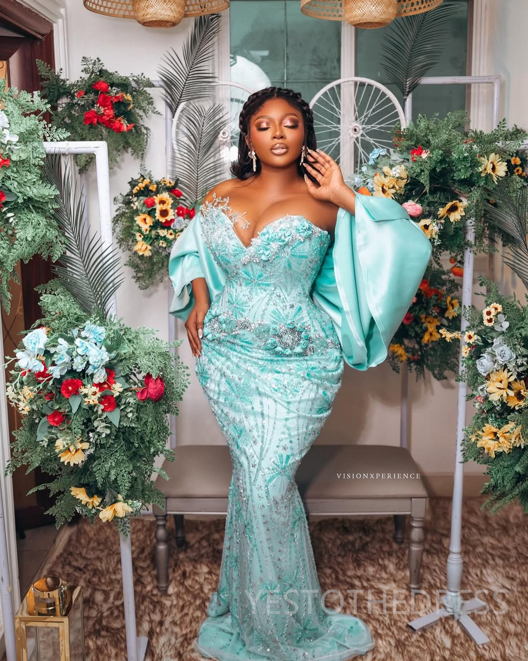 2025 Plus Size Iceblue Mermaid Prom Dresses Aso Ebi Beaded Lace Illusion Sweetheart Sexy Beaded Lace Crystals Flora Birthday Dress Second Reception Go