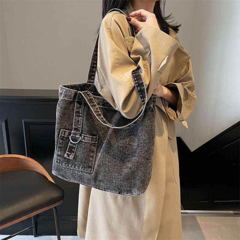 Denim Tote Bags Designer Women for Women New Large Capacity Shopping Shoulder Bag Simple Versatile Artistic Handbag