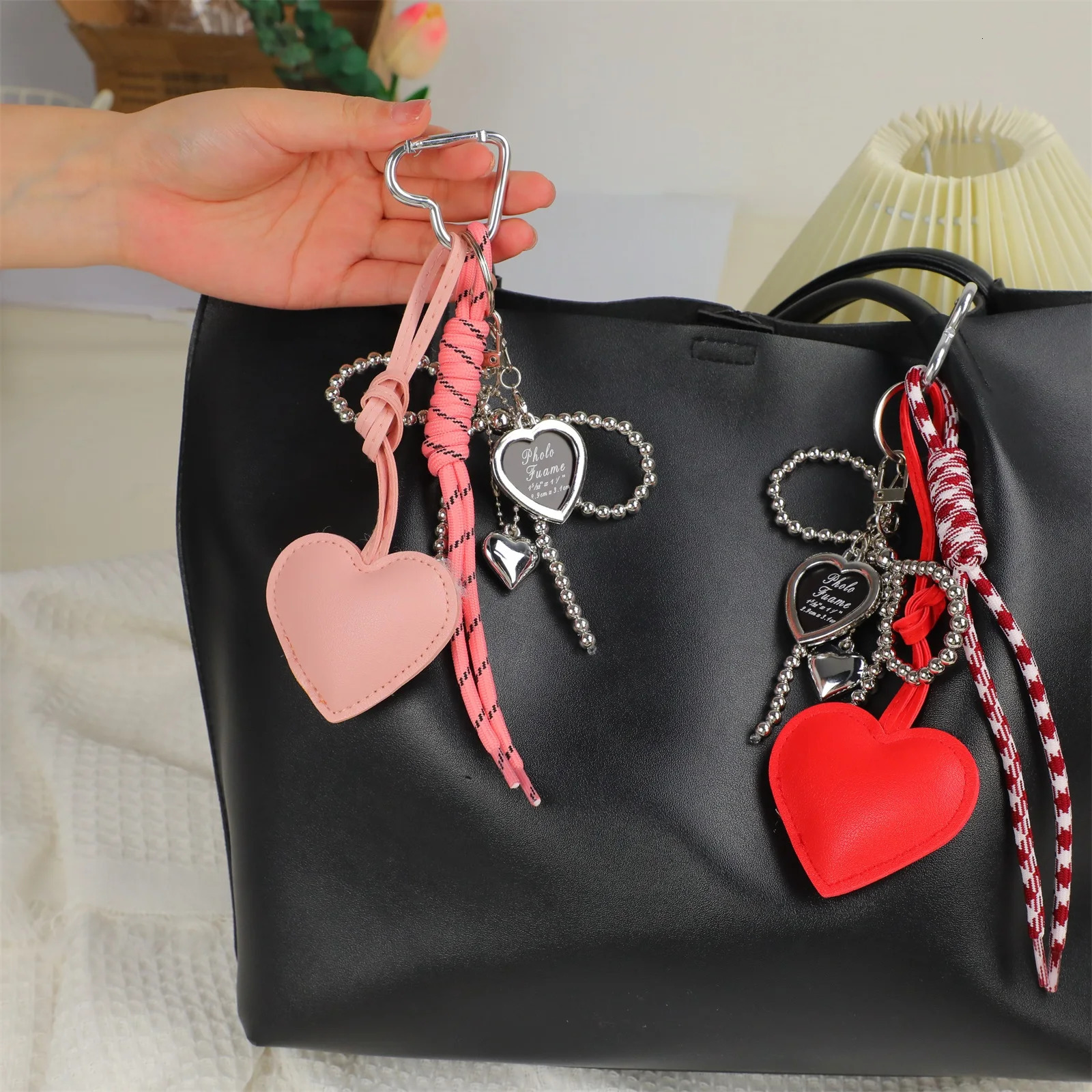 INS Bag Key Chain Korean Style Bow Phone Pendant Chain Heart Charm Strap Braided Rope Bag Hanging Decors Jewelry Gift Decoration 250811