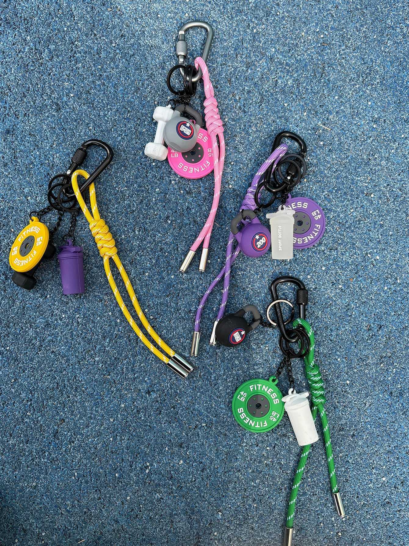 Gym Series Key Chain Color Handmade Rope Key Ring New Fashion Bag Pendant Dumbbell Kettlebell Keychain Bag Charms Y250814