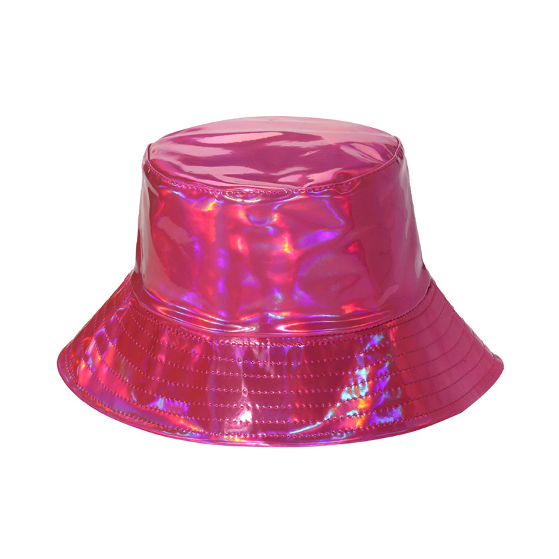 Stage Wear European and American hip-hop street gold and silver bucket hats unisex stage performance laser metallic PU bucket hats