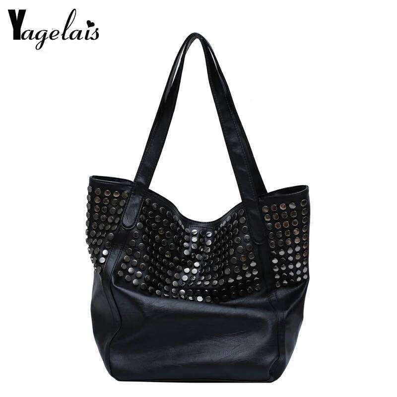 New Arrival Fashion Women's Korean Version Of The Artificial Leather Rivet Chain Foldable Shoulder Messenger Bag Large