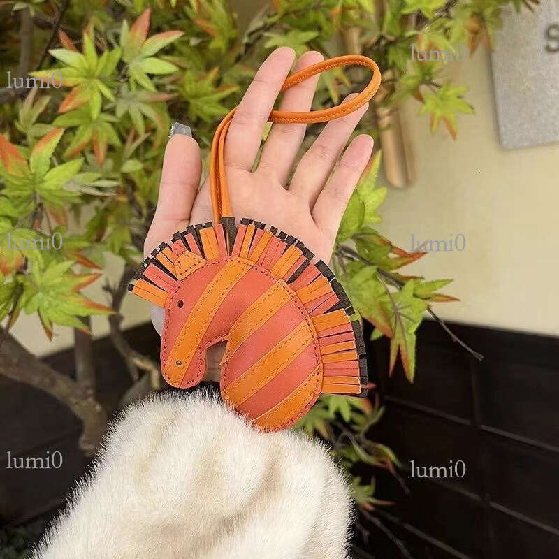 Zebra Unicorn Horse Head Tassel Sheepskin Bag Pendant Handmade Genuine Leather Car Rearview Mirror High-end Ornament