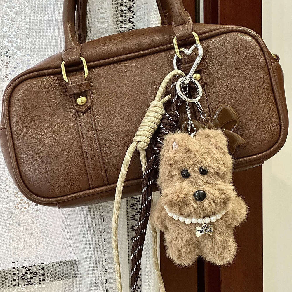 Cute Scrawled Puppy Fashion Plush Doll Car Keychain Heart Bag Pendant Decoration