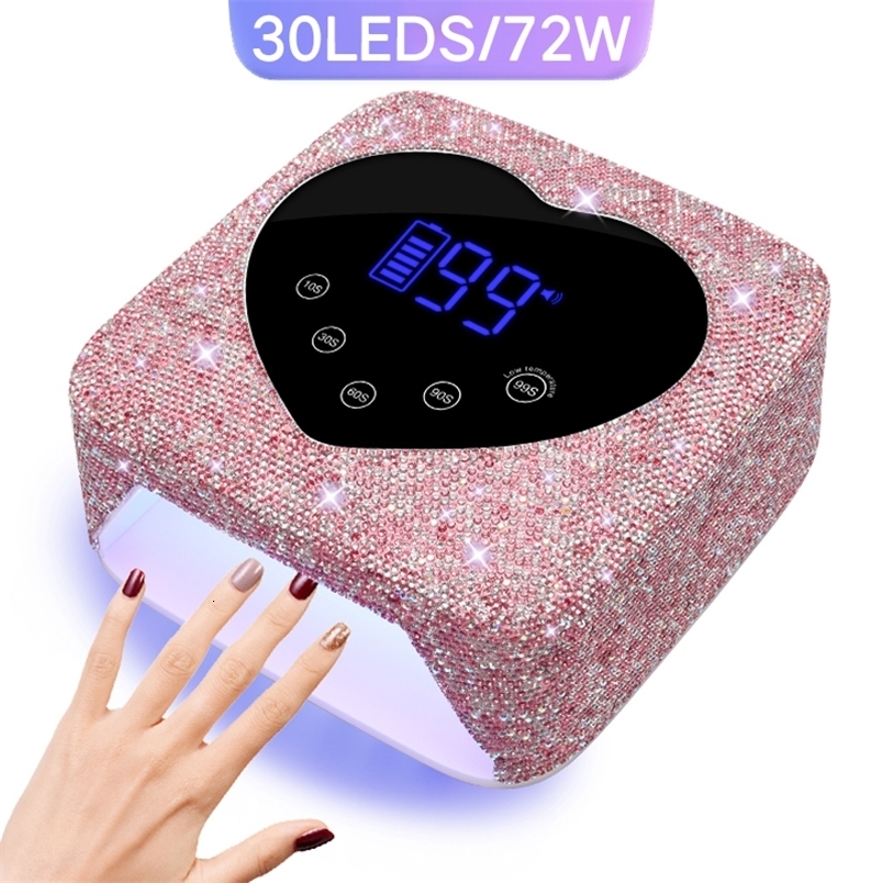 Rechargeable 72W UV LED Nail Lamp For Nails 30LEDS Wireless Gel Polish Curing Lamp With Large Screen Professional Nail Equipment 250814
