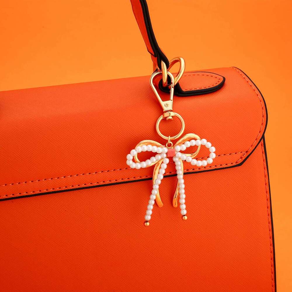 Korean Version Cute Sweet Handmade Imitation Pearl Bow Keychain Bag Pendant Gift Personalized Ornament