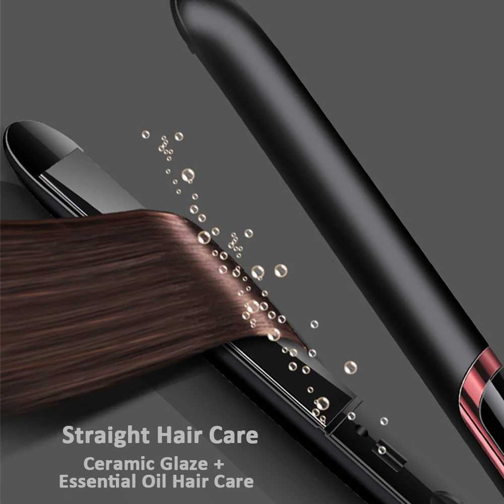 2-in-1 Multi Hair Straightener Curler Fast Heating Ceramic Plates Negative Ions Perfect for Salon-Like Styles Anytime Anywhere W250814
