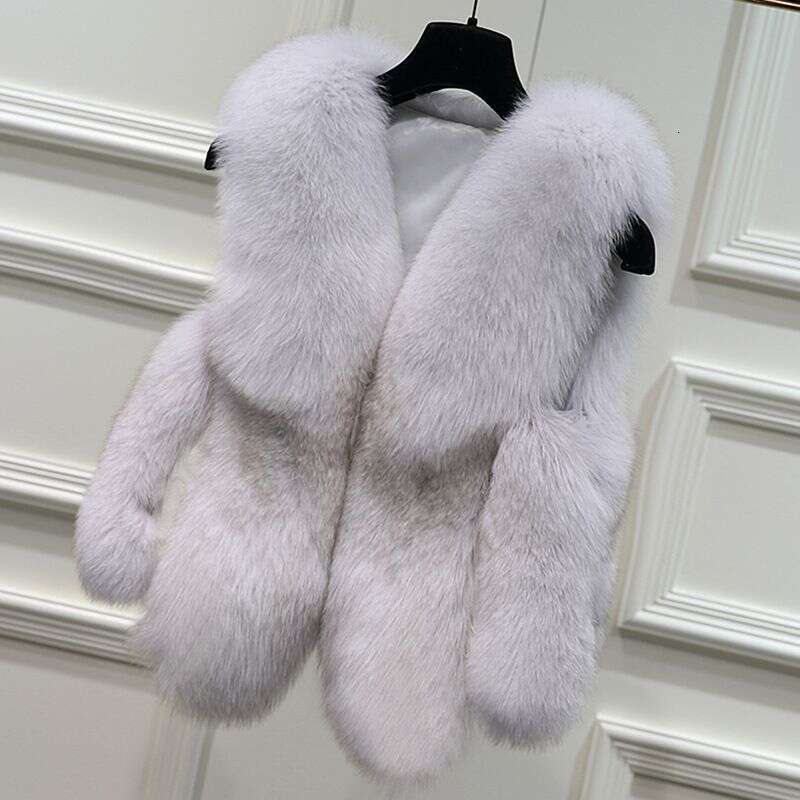 Female Waistcoat Faux Fox Fur Foat Winter Jackets Thickened Gilet Warm Sleeveless Outerwear Top Women Fur Vest