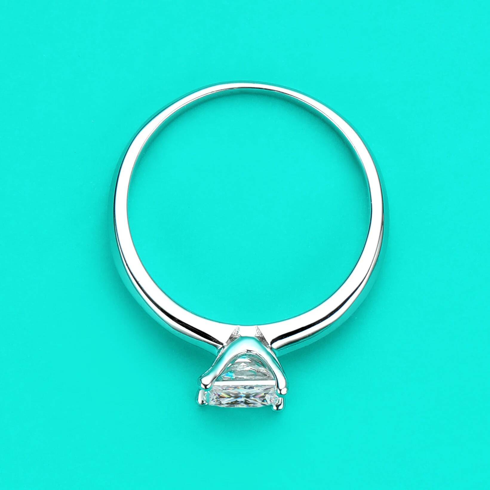 KNOBSPIN 1ct Princess Cut Moissanite Ring s925 Sterling Sliver Plated with 18k White Gold Eternity Band Wedding Rings For Women