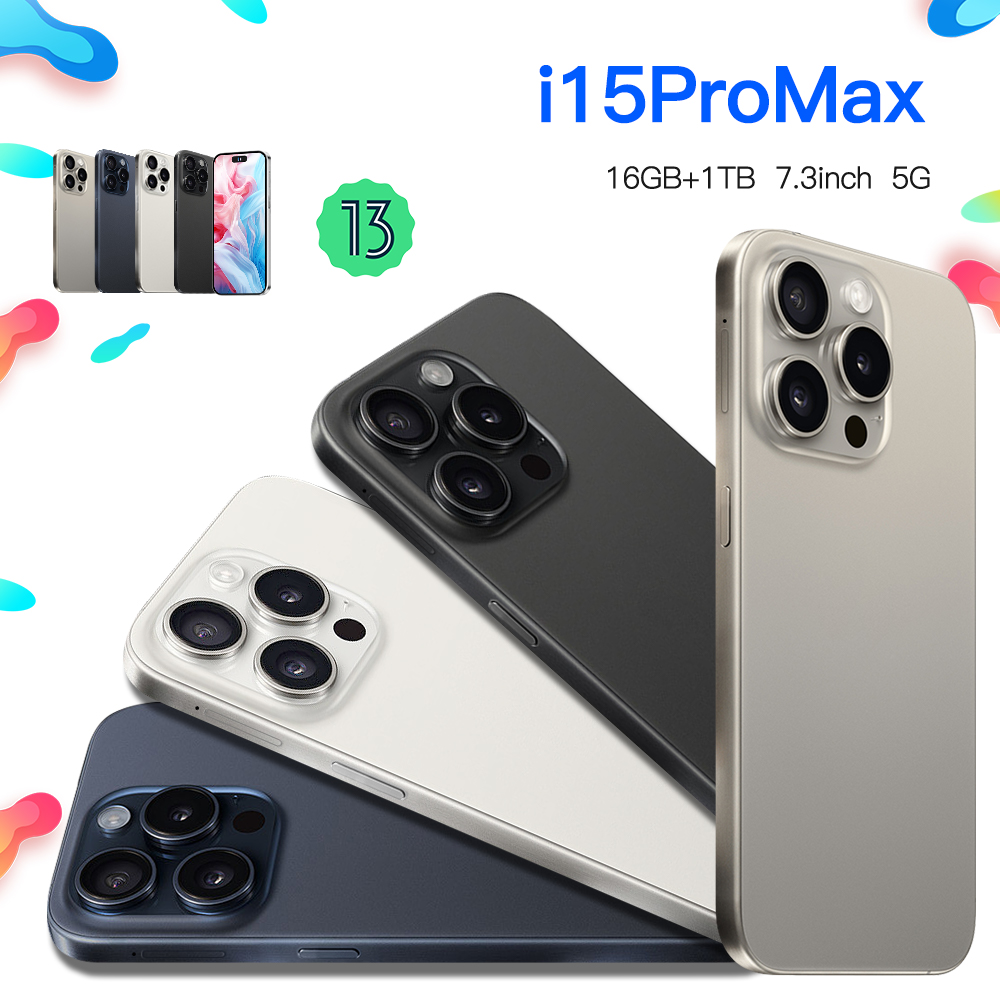 I15Promax - Smartphone de haute qualité Global 5G Eight Core CPU 7,6 pouces grand écran Android Téléphone, personnalisé