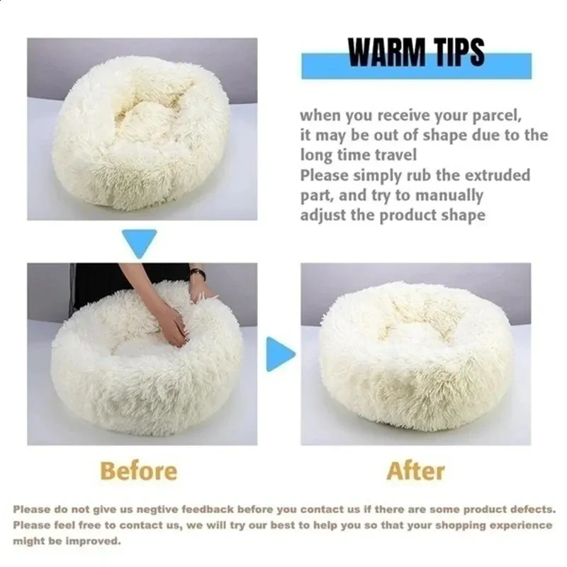 70-90cm Round Pet Bed For Large Dog Bed Super Soft Cat Bed Plush Cat Nest Winter Warm Pet Dog House