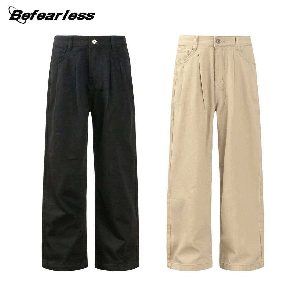 American Style Trendy Washed Straight Wide-Leg Cargo Pants Unisex Basic Versatile Oversized Floor-Length Casual Trousers B5