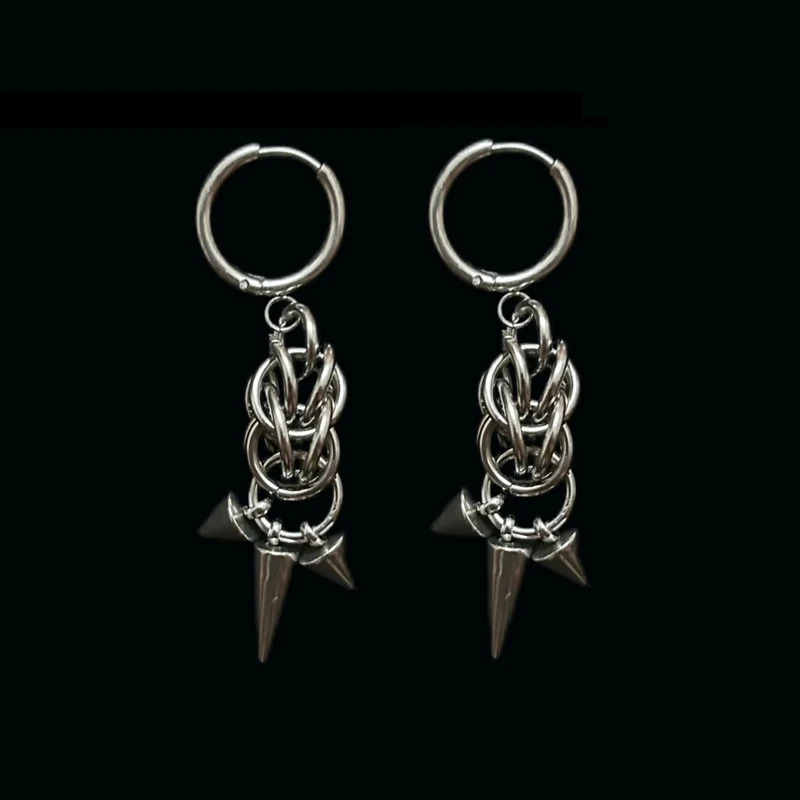 Goth Jewelry Rivet Tiger Nail Earrings Grunge Rock Accessories Punk Chains Earring Punk Charms Fashion Earrings Aesthetic 250812