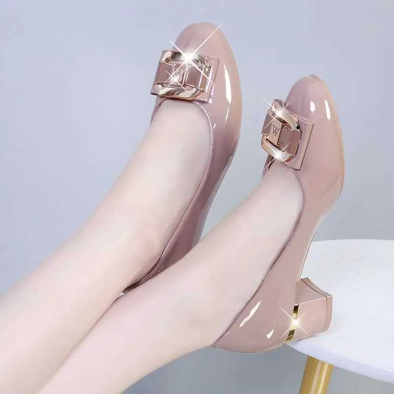 Cressfimix Womens Shoes Fashion Sweet White Patent Leather Office Career Square Heel Shoes for Women Lady Casual Shoes AB153 W250814