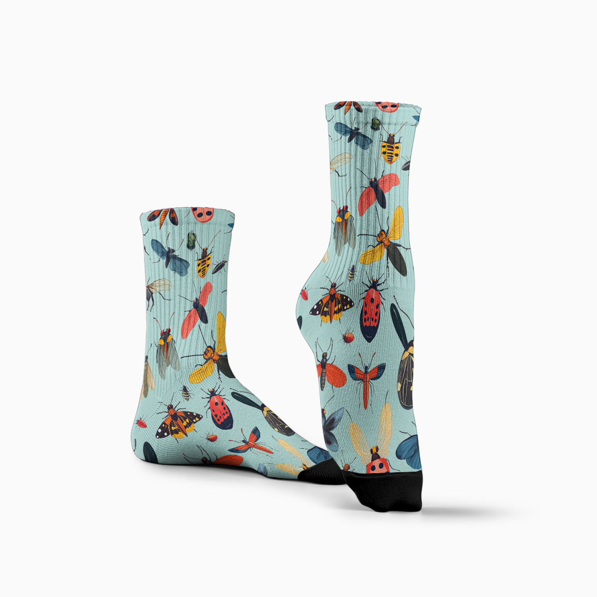 Colorful Insect Pattern Unisex Tube Designer Socks C146