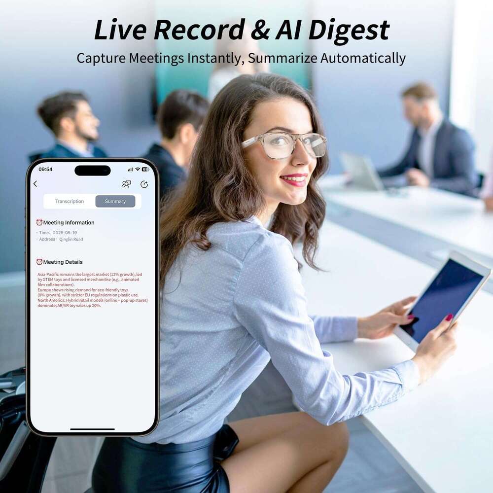 Smart AI Bluetooth Glasses Unisex 144 Languages Instant Translation Interpretation Blue Light Filter Color Changing Transition Lenses Touch and Voice 