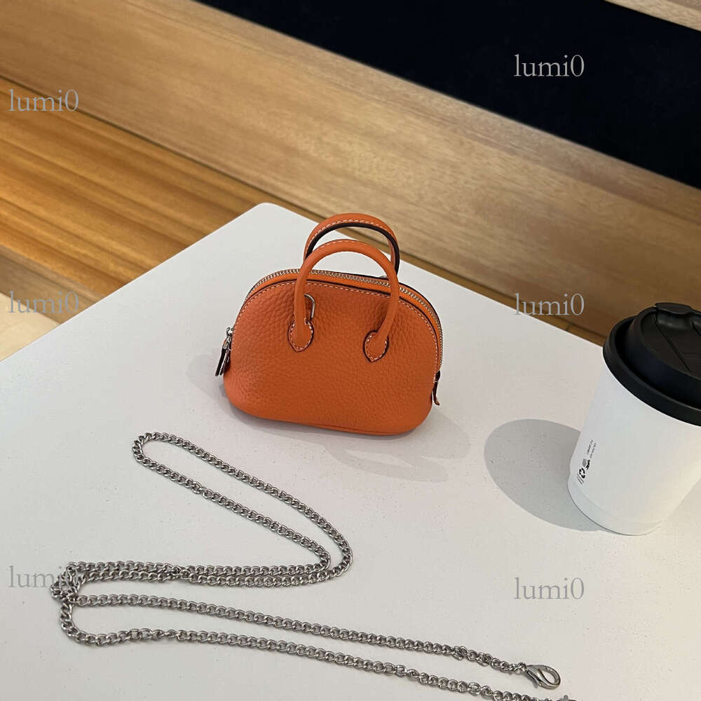 Versatile Mini Shell Top Layer Cowhide Bowling Genuine Leather Women's Handbag Shoulder Crossbody Chain Bag for Women