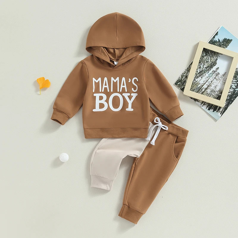 Baby Boy Fall Outfits Classic Long Sleeve Letter Print Hoodie Pants Set Toddler Clothes 250813