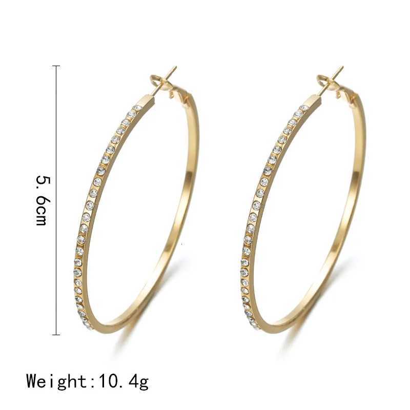 Fashion Hoop Earrings With Rhinestone Big Circle Earrings Simple Earrings Big Circle Gold Color Hoop Earrings For Women XJ250814