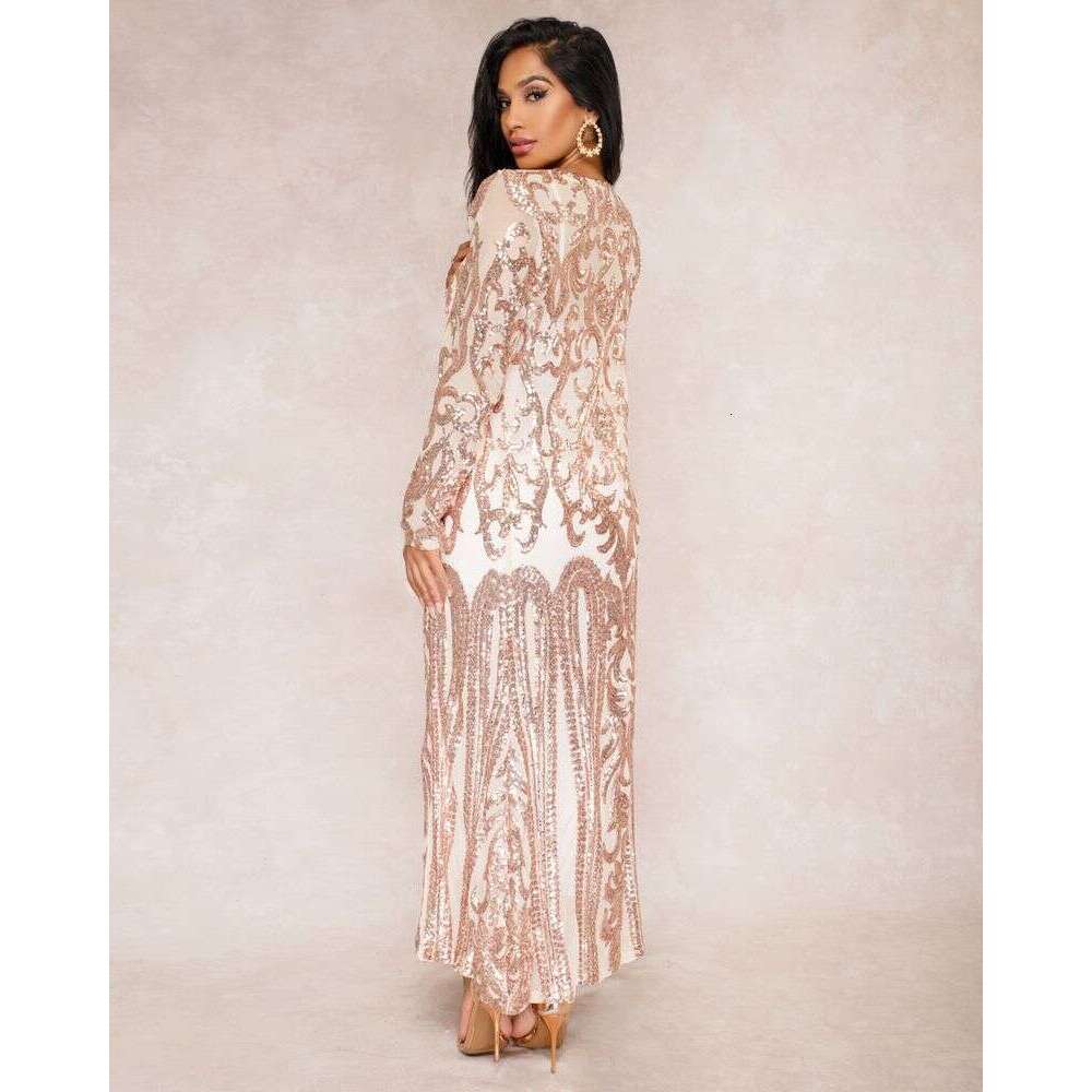 Dance Performance Long Sleeve Sequins See-through Gauze Beaded Cardigan