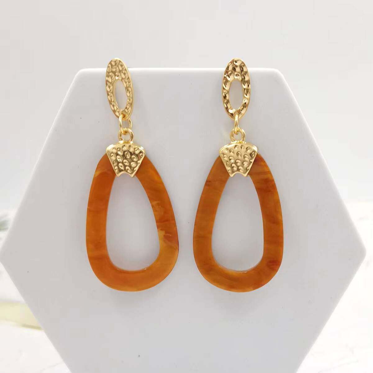 Bohemian Resin Metal Earrings for Women New Cross-Border Jewelry Design