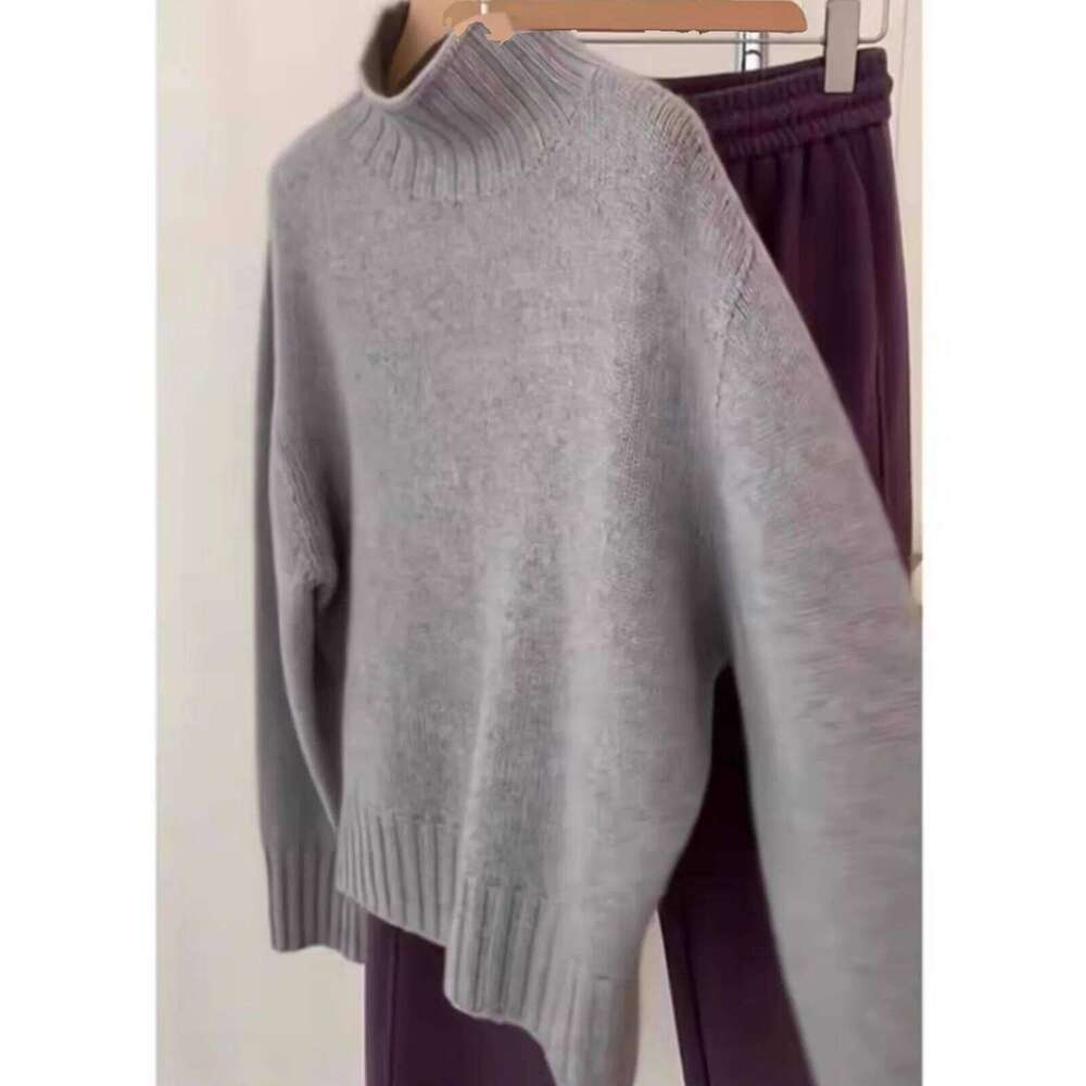 High-Grade High Neck Cashmere Knitwear Women's Autumn And Winter Thick Inside Sweater With Coat Loose Wool Base 20250809
