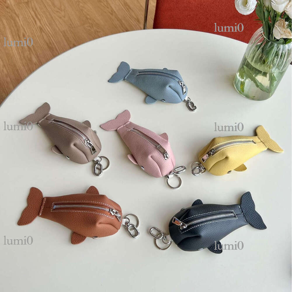 New Genuine Leather Little Whale Coin Purse Key Car Pendant Japanese Style Unisex Long Zipper Bag