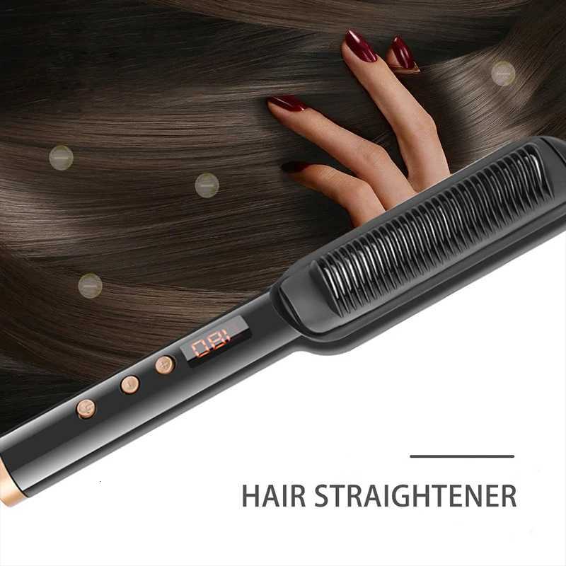 LCD Display Straight Hair Comb No Harm Lazy Curly Hair and Straight Hair Dual-use Ceramic Comb Curling Iron W250814