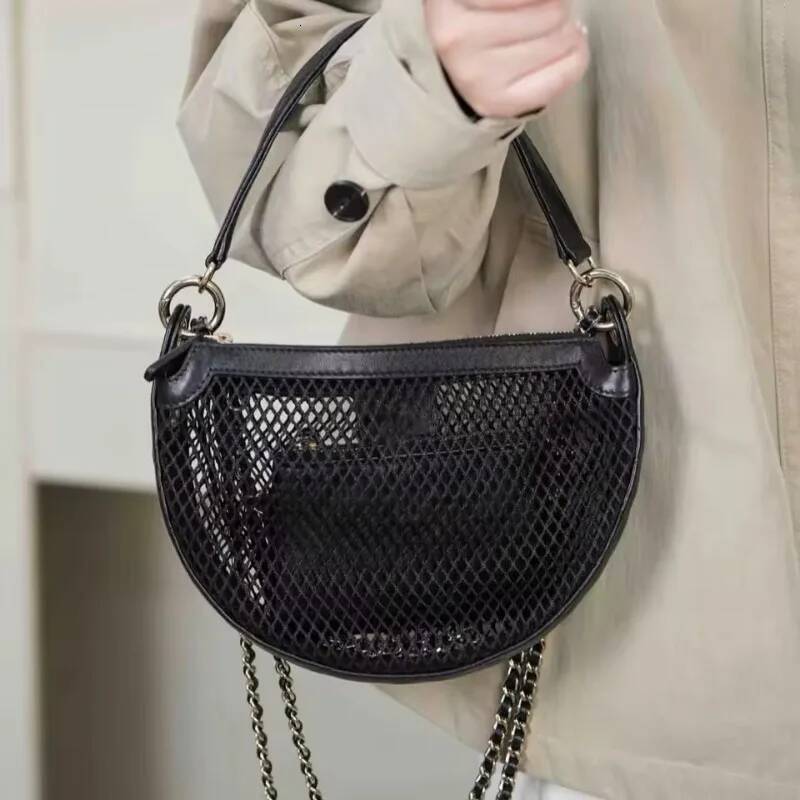 Black Fishing Bag New Niche Design Ins Fashion Summer Hollow Net Vacation Beach Bags Women's Hand-held Shoulder Purses high-quality