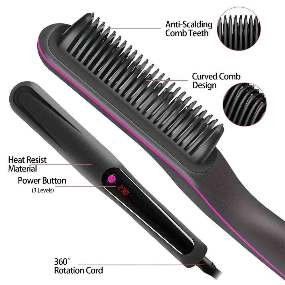 Multifunctional Hair Straightener Negative Ion Anti-Scalding Styling Tool Fast Heating Straightening Brush Hot Comb