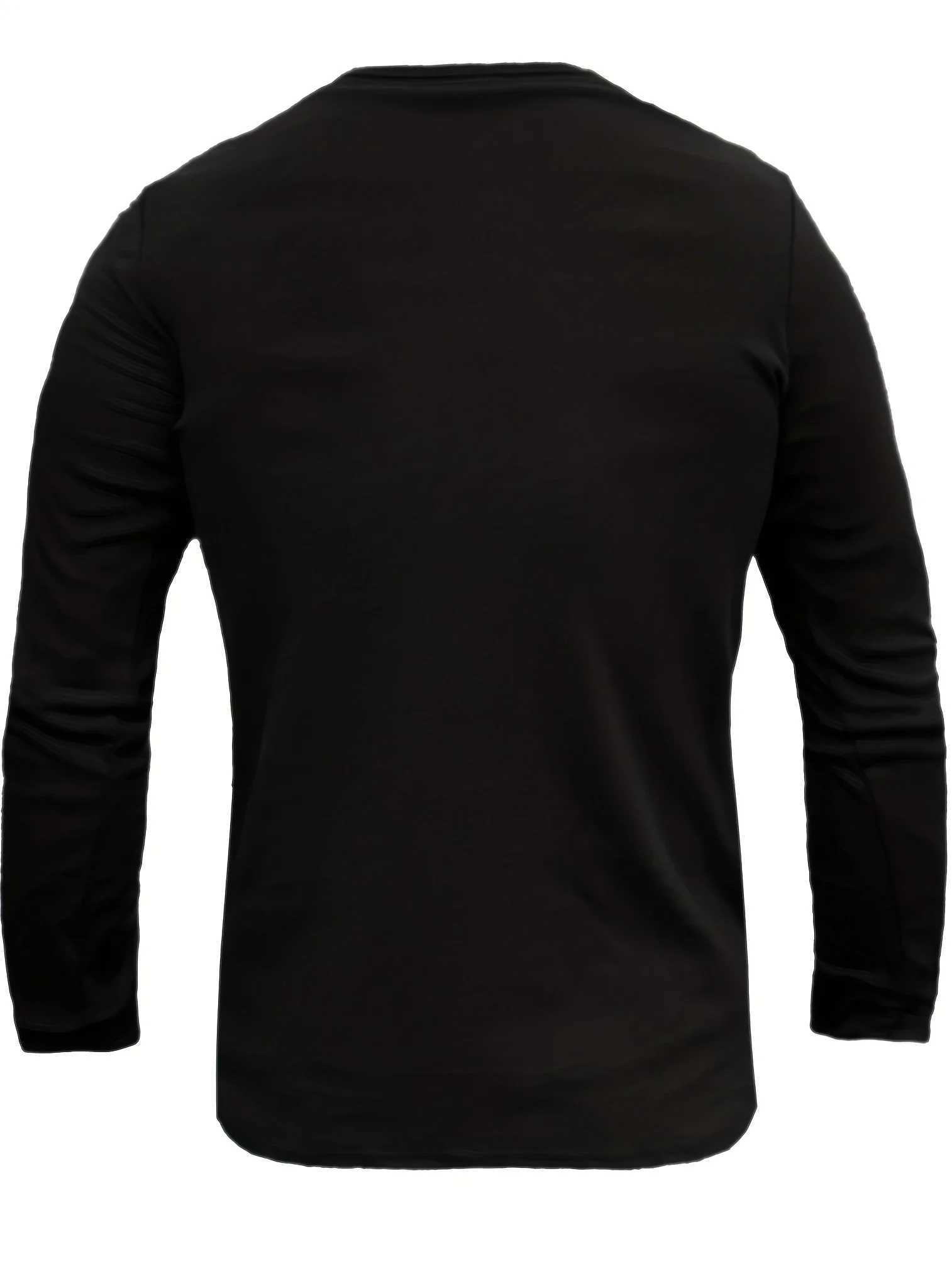 New Bodybuilding Long Sleeve Henley T-Shirt Sports Stretch Casual Base Shirt XJ250804