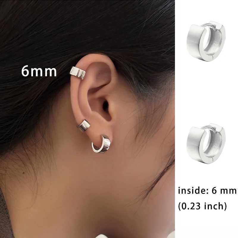 Unique Fashion 2PCS Stainless Steel Hoop Earrings Minimalistic 6mm 8mm Wide Glossy Silver Color Ear Cuffs for Women EarringsXJ250814