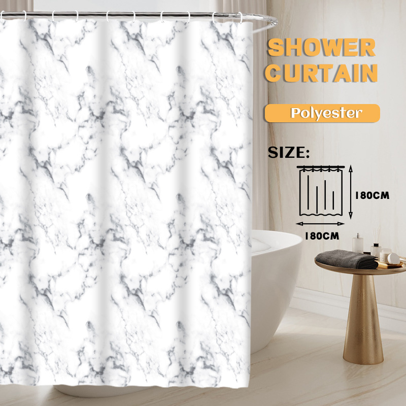 YL-36981 Manufacturer Spot Digital Printed Fabric Shower Curtain Waterproof Thickened Bathroom Partition Curtain with Hook