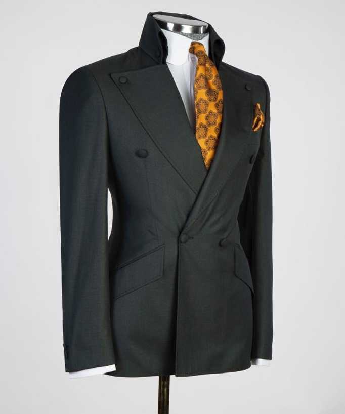 Formal Wedding Tuxedos Peaked Lapel 2 Pcs Jacket Pants Men Suit Classic Fit Double Breasted Evening Party Blazers Customized