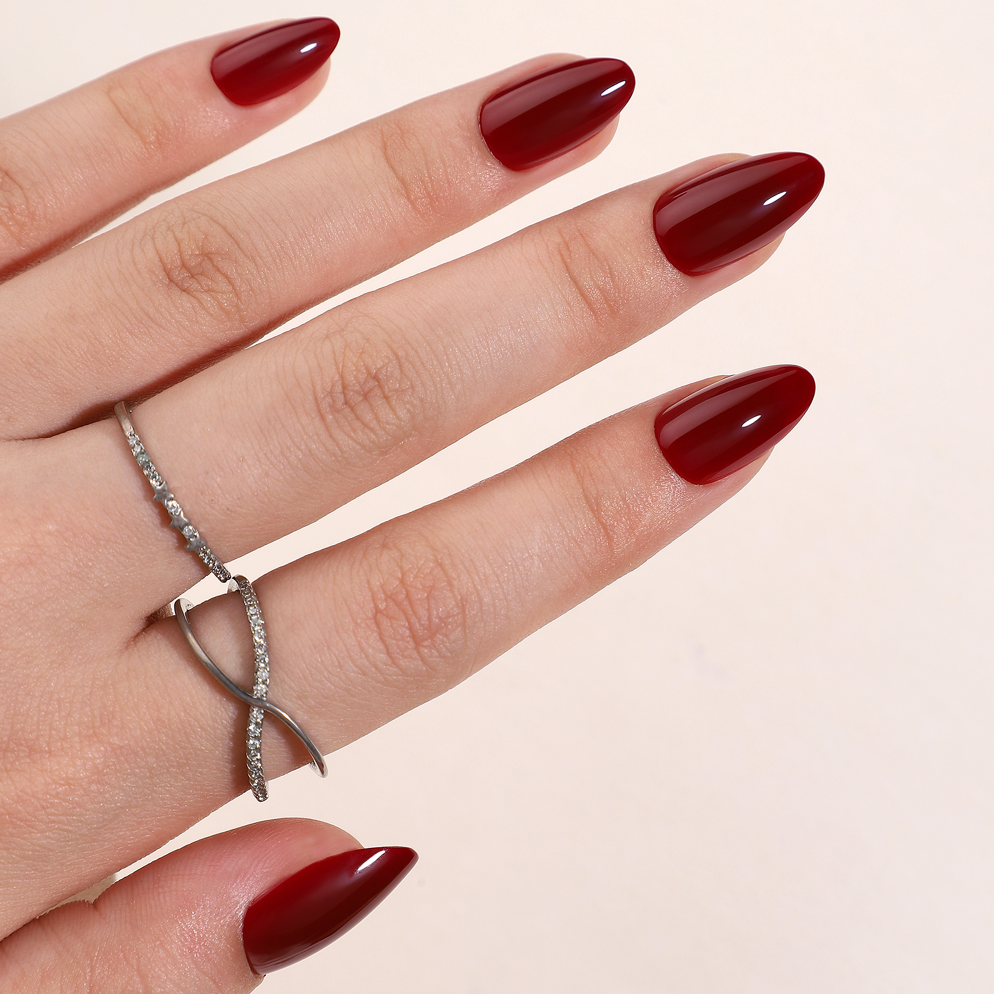 Burgundy Acrylic Gel Tips for Manicure Set Includes Adhesive + Variety Packaged Collection