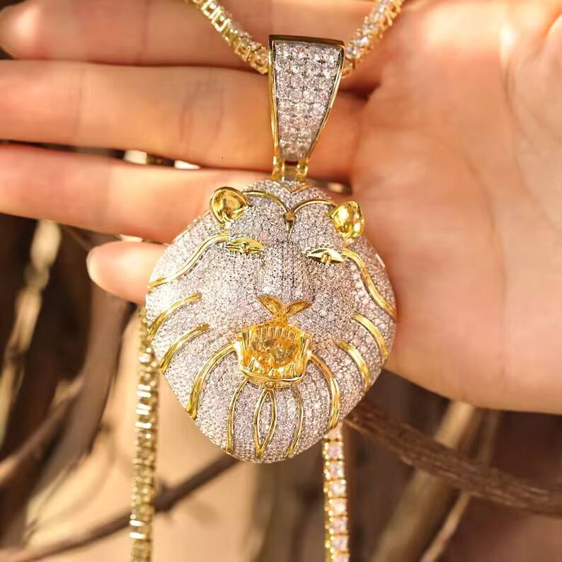 Hip Hop Iced Out 925 Sterling Silver Moissanite Rapper Style Big Bling Custom Luxury Jewelry Vvs Moissanite Pendant