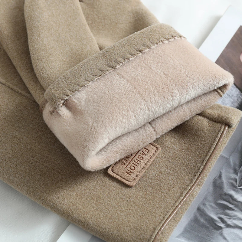 Winter Keep Warm Touch Screen Plus Velvet Inside Suede Mens Gloves Fashion Simple Solid Thicken Man Outdoor Cycling Drive 250813