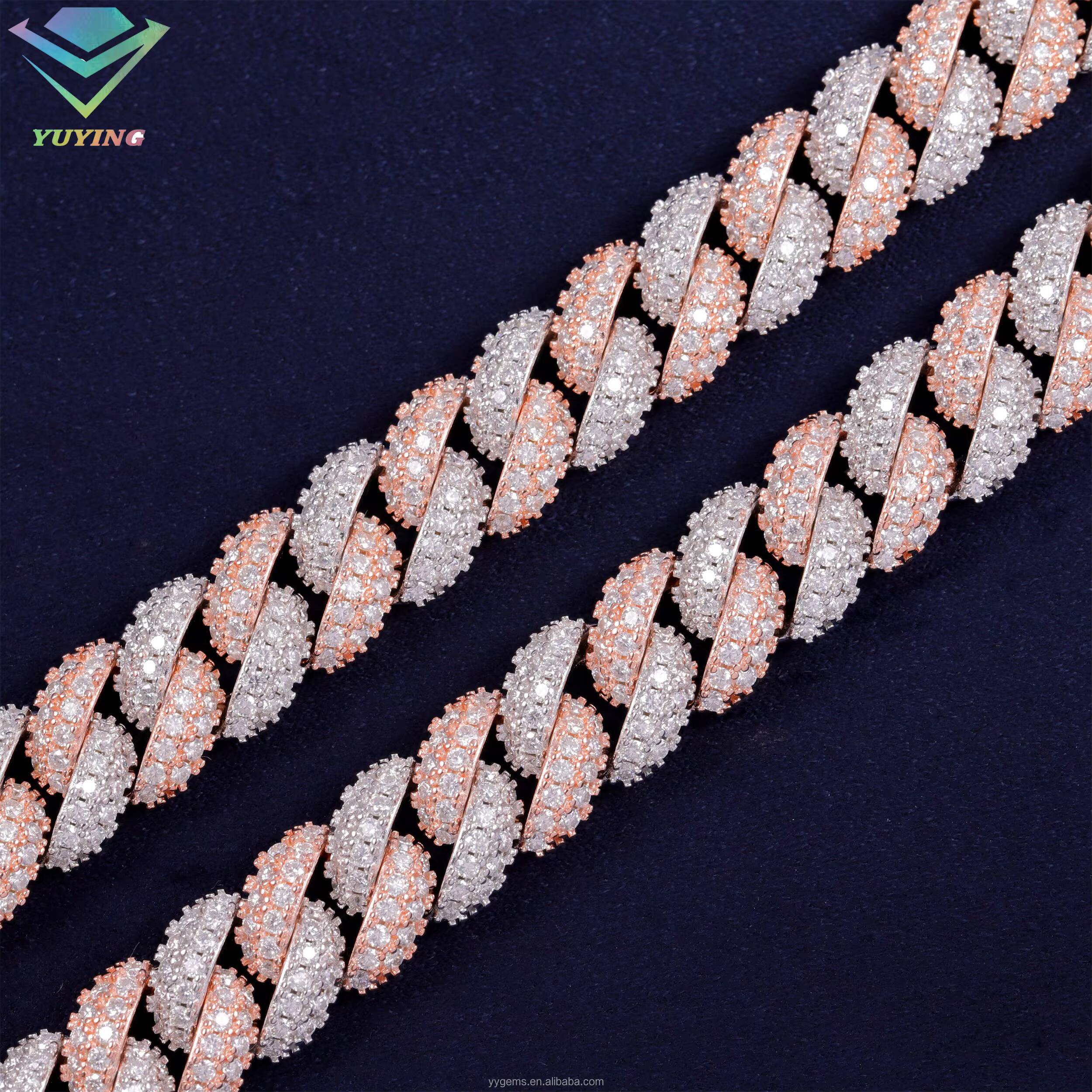 Sier GRA Moissanite 13mm Wide Dia Iced Out Bracelet Necklace Hip Hop Miami Cuban Link Chain for Rapper Men