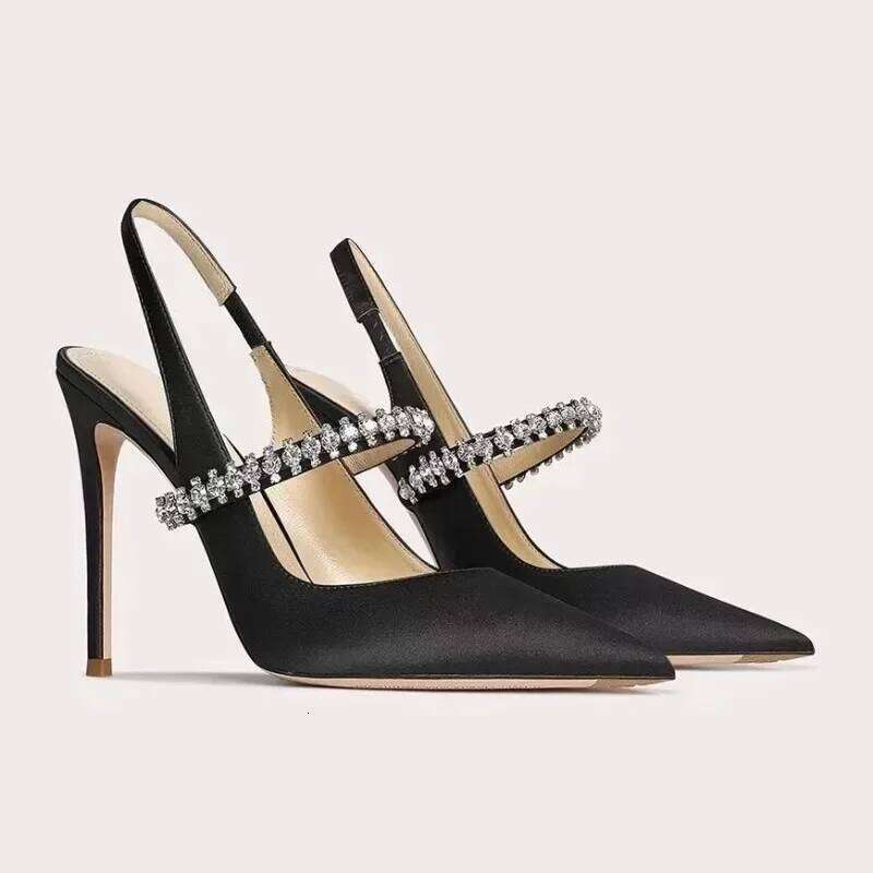 Water Dia 2025 New Slim Heeled Pointed High-heeled Shoes with A Headband and Sandals for Women's Singles